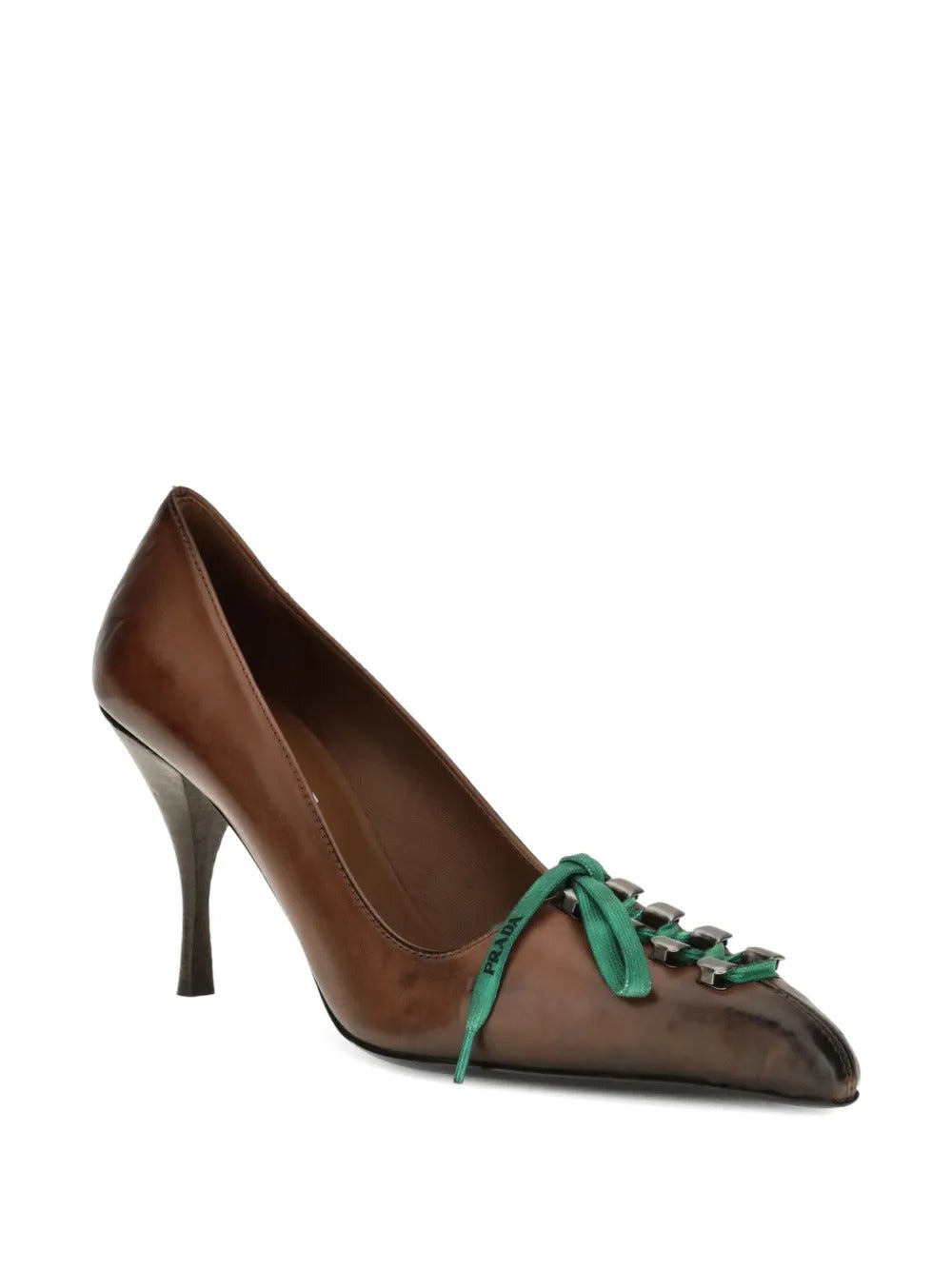 Antiqued leather pumps-PRADA-Verso