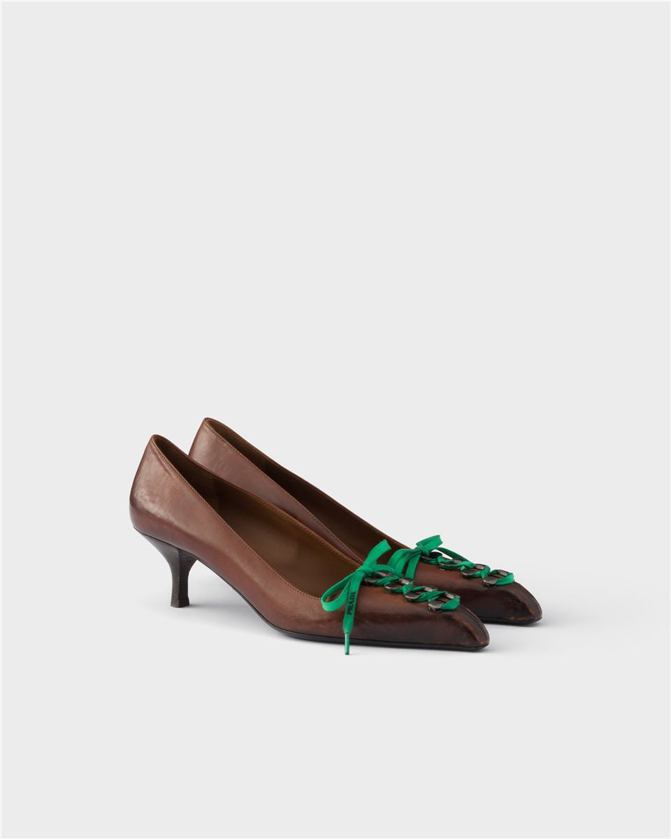 Antiqued leather pumps-PRADA-Verso