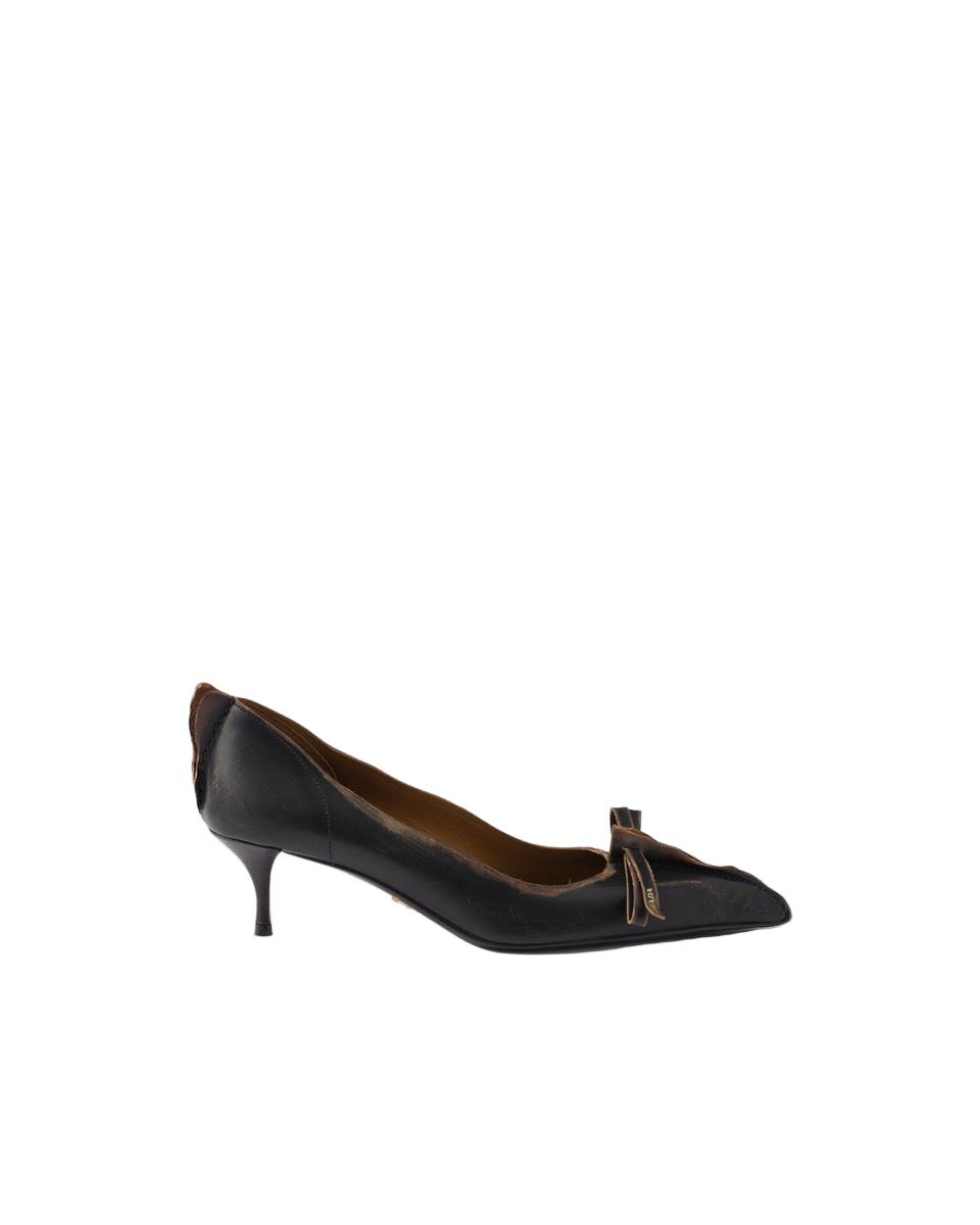 Antiqued leather pumps-PRADA-Verso