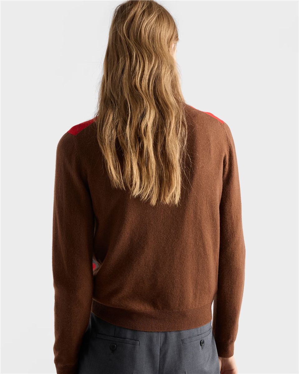 Argyle cashmere polo sweater-PRADA-Verso