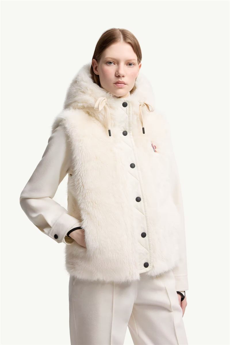 Arve hooded teddy down gilet-MONCLER-Verso