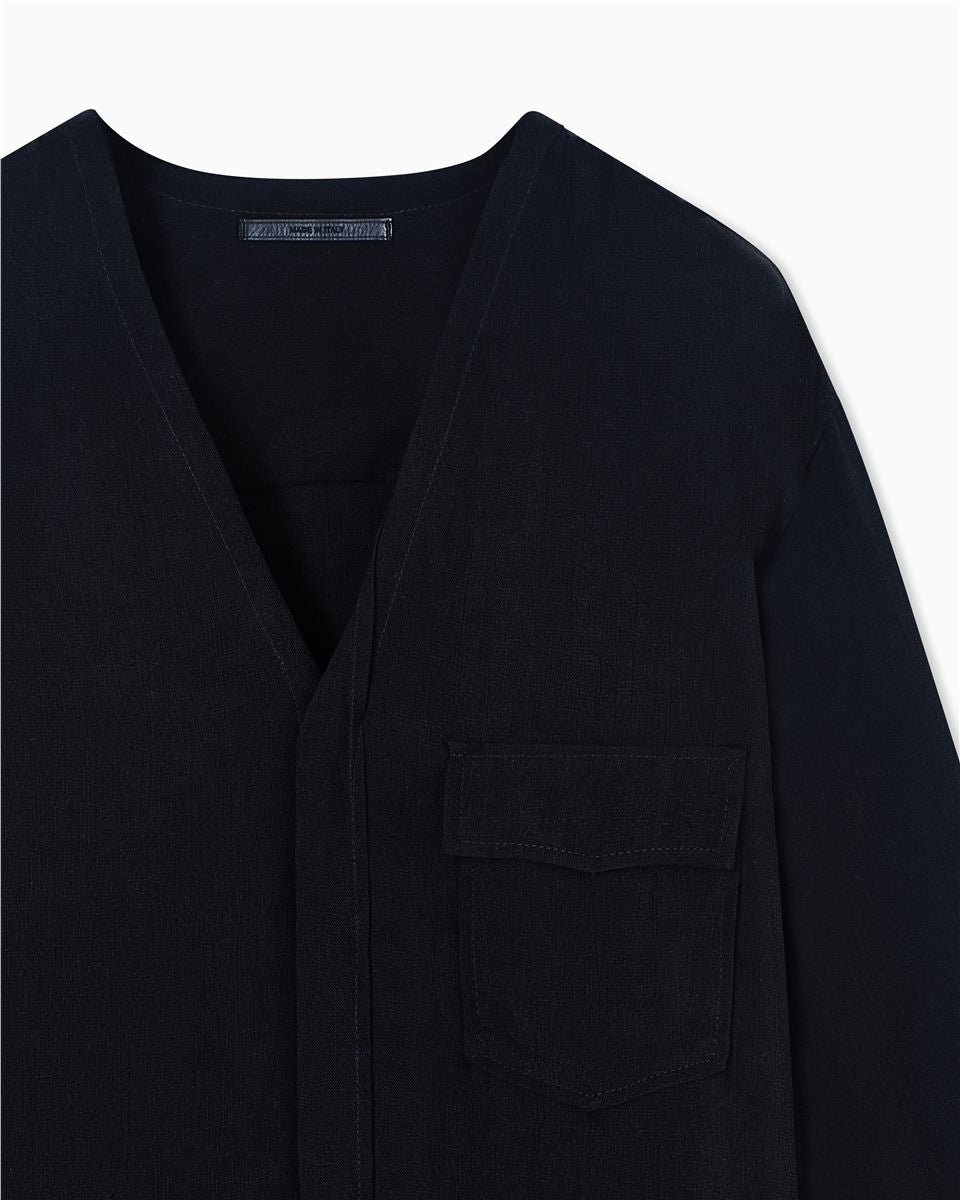 Asv cupro basketweave shirt jacket-GIORGIO ARMANI-Verso