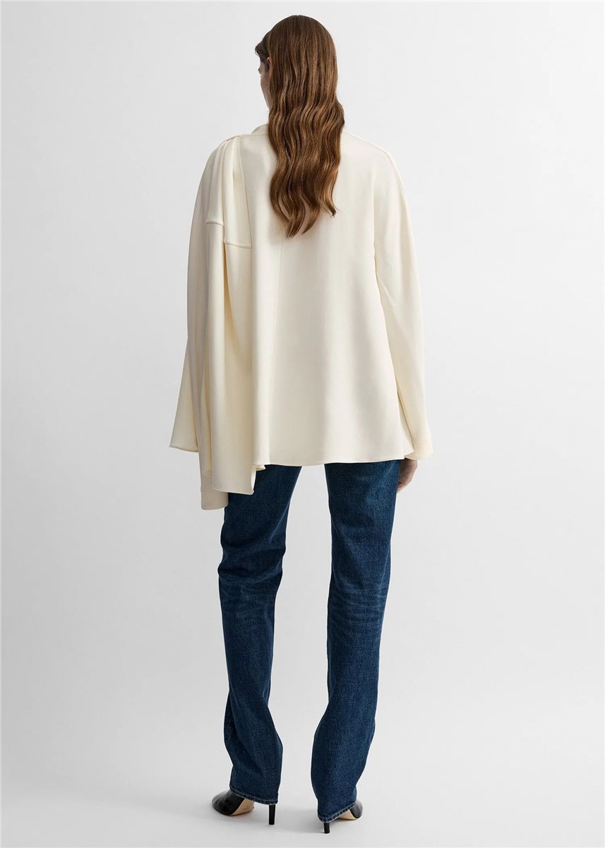 Asymmetric Draped Cady Blouse-TOTEME-Verso