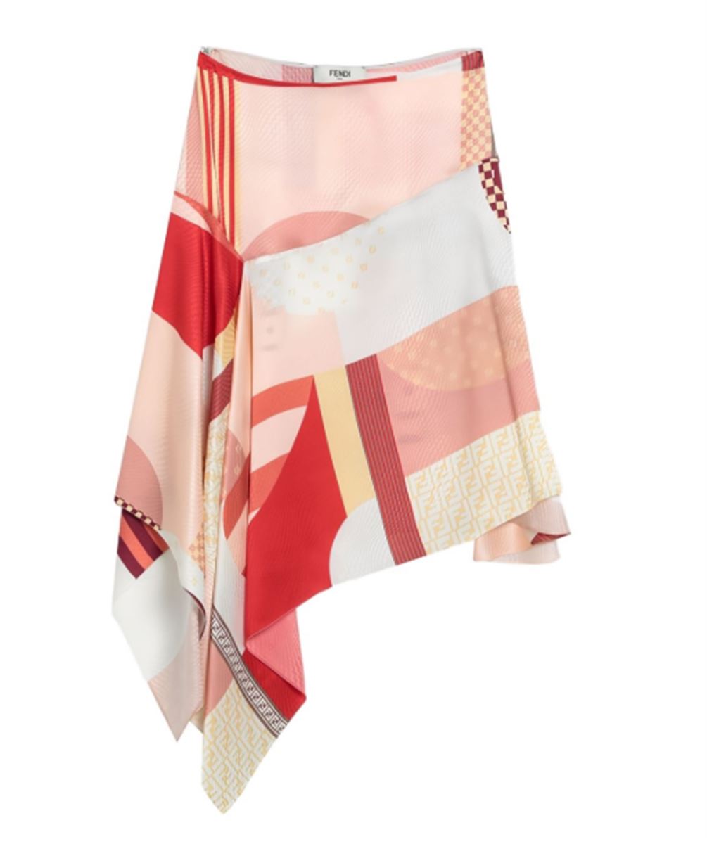 asymmetric graphic-print skirt-FENDI-Verso