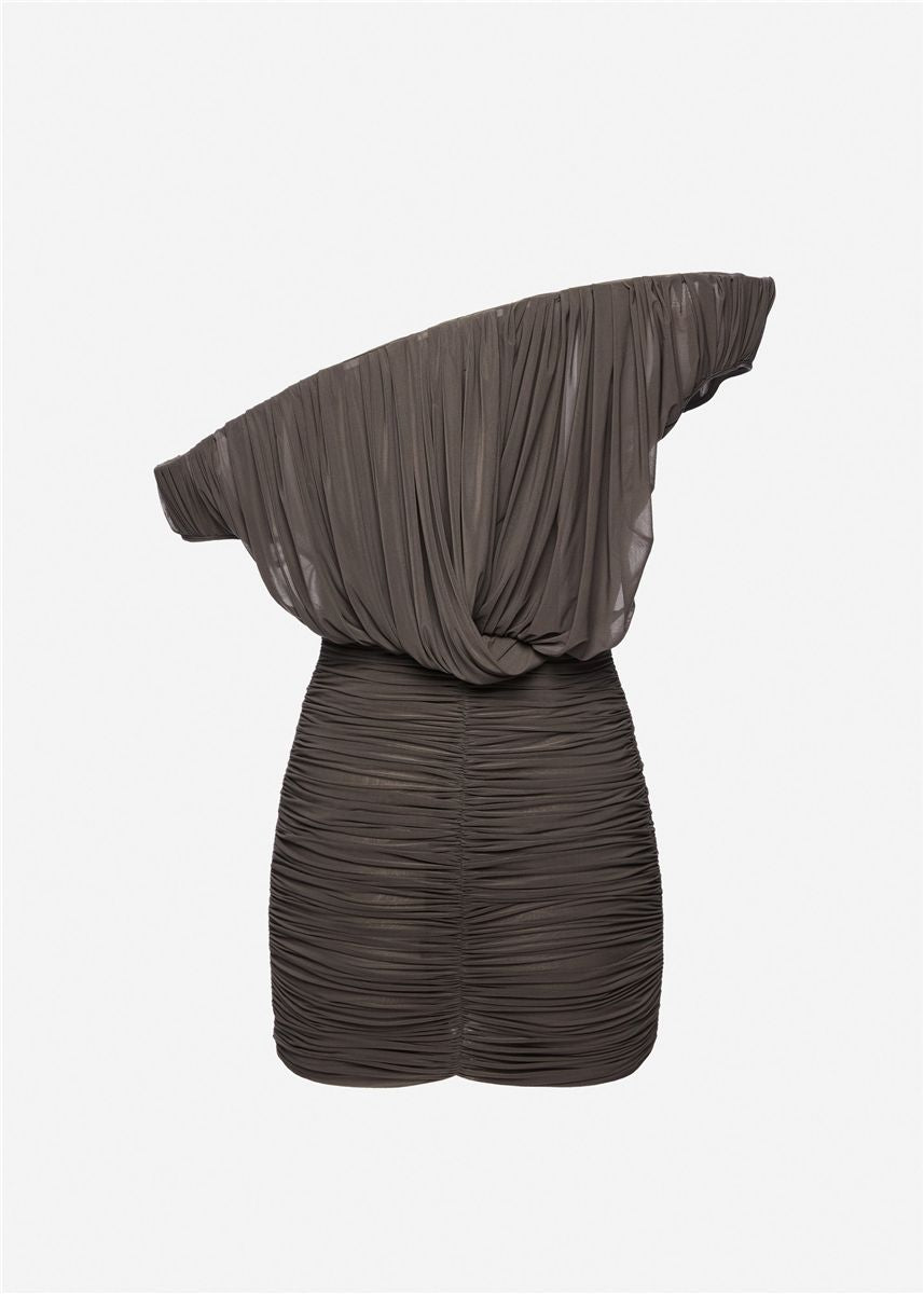 Asymmetrical Petal Mini Dress in Brown-MAGDA BUTRYM-Verso
