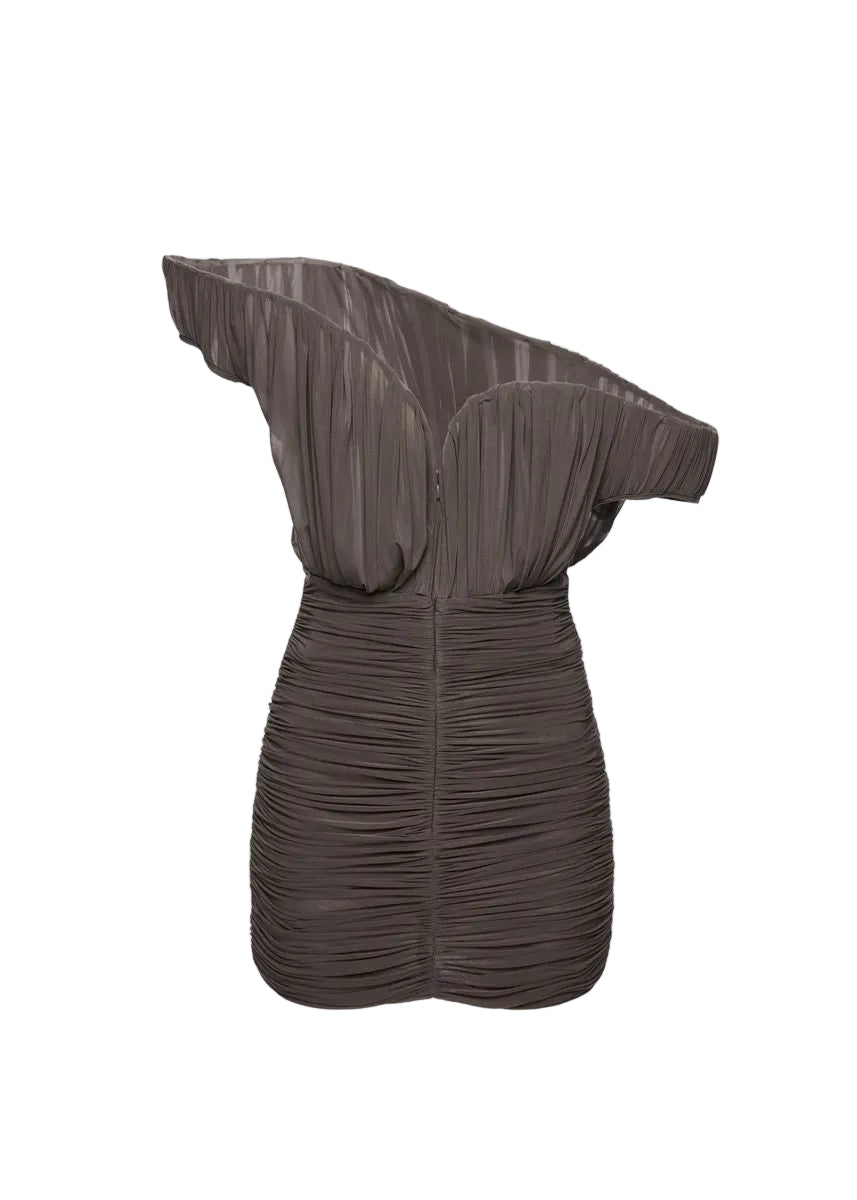 Asymmetrical Petal Mini Dress in Brown-MAGDA BUTRYM-Verso
