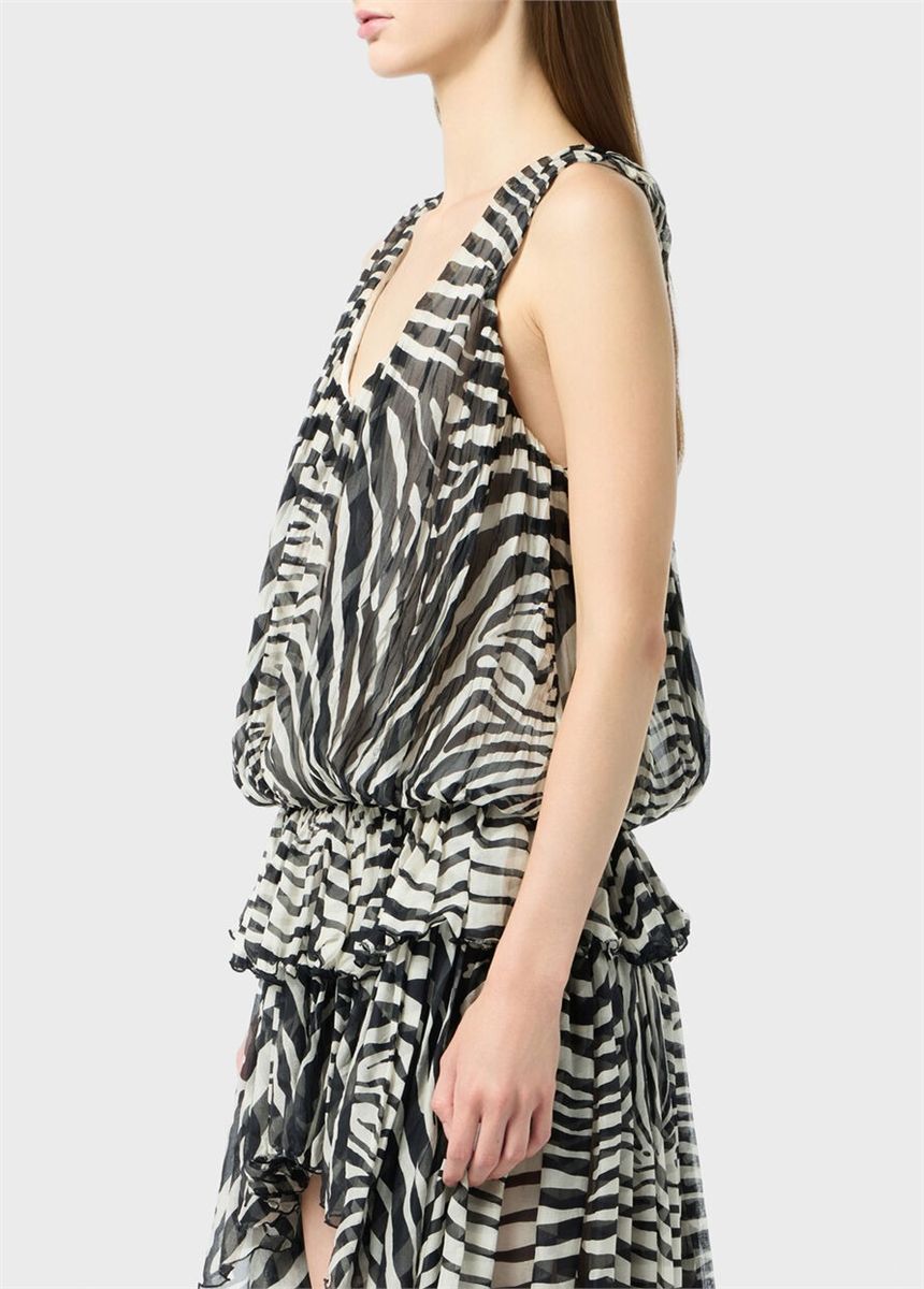 Asymmetrical zebra-print chiffon dress-BLUMARINE-Verso