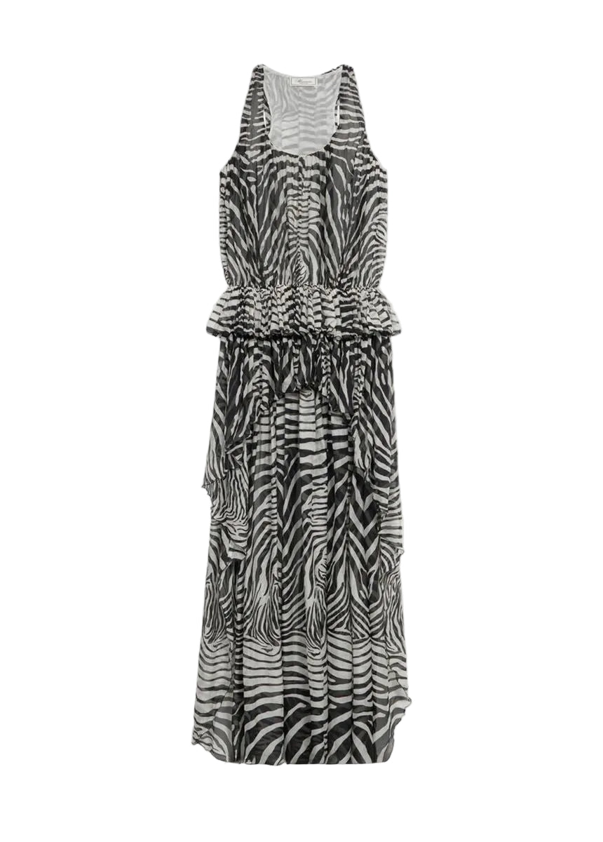Asymmetrical zebra-print chiffon dress-BLUMARINE-Verso