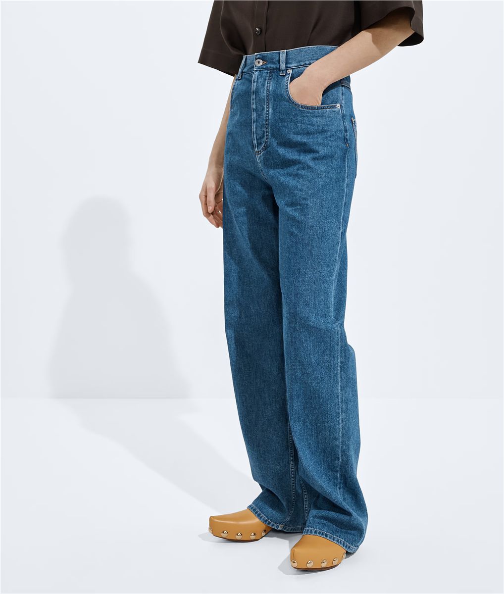 Atlantic blue wide leg jeans-BOTTEGA VENETA-Verso
