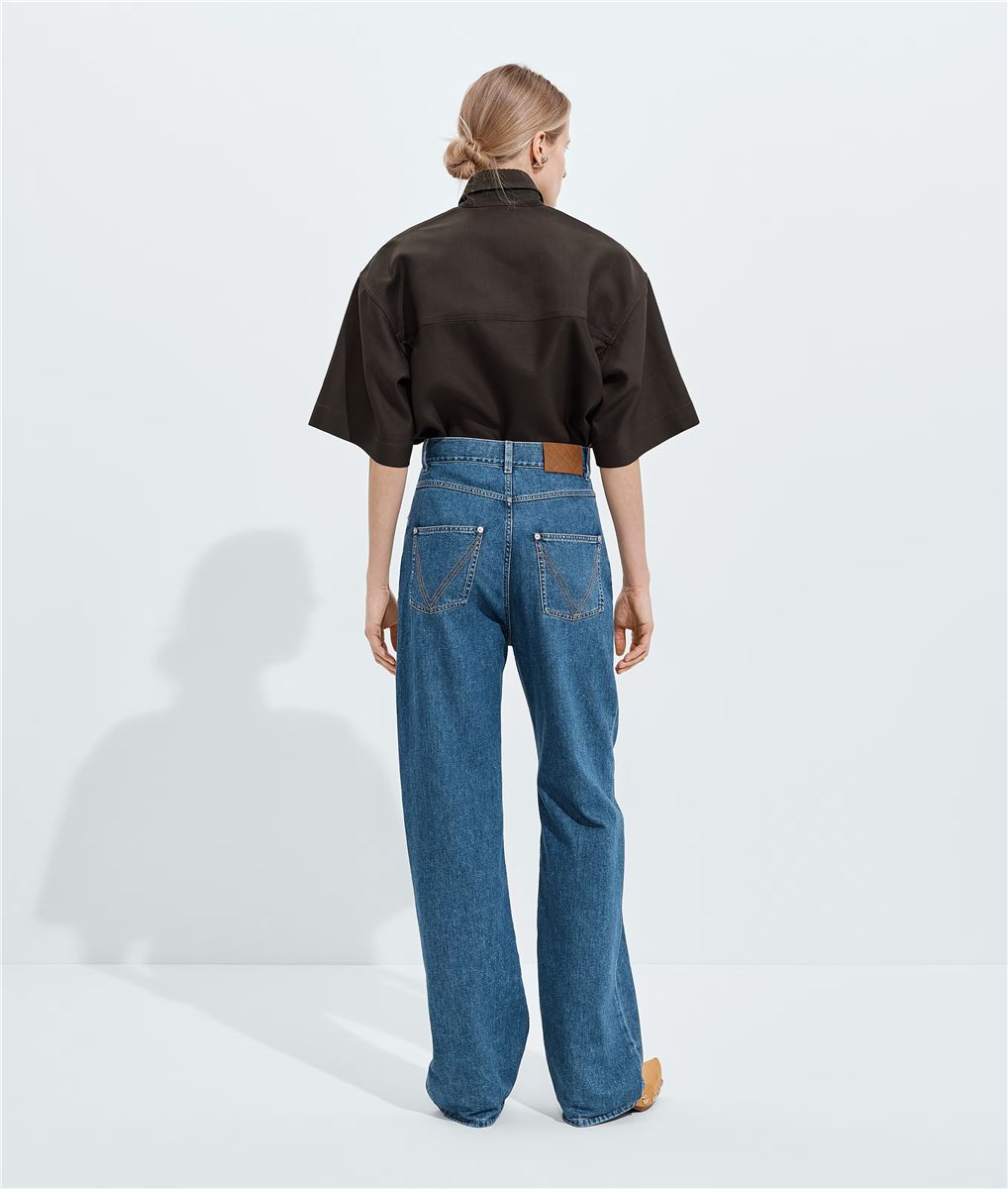 Atlantic blue wide leg jeans-BOTTEGA VENETA-Verso