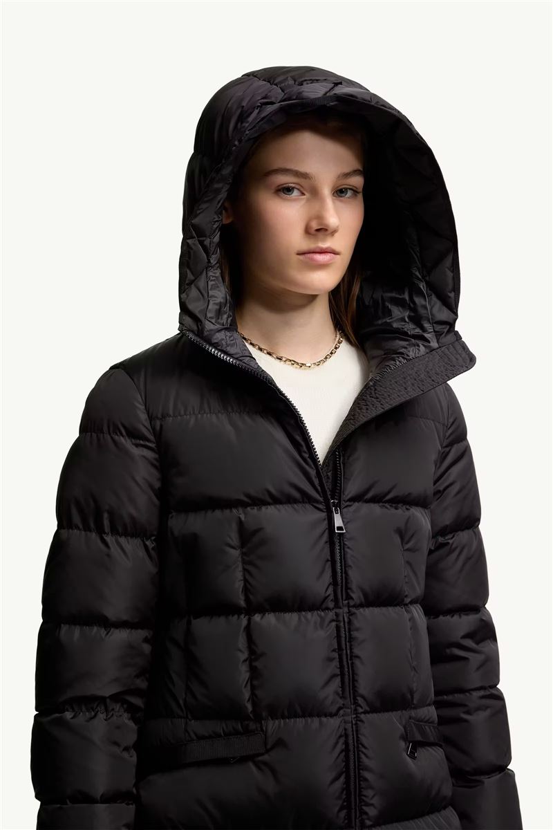 Avocette hooded long down jacket-MONCLER-Verso