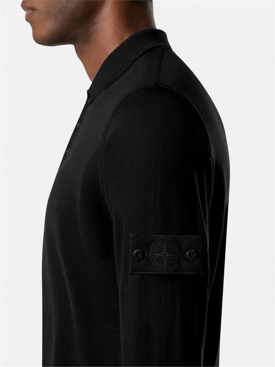 Long-sleeve polo jumper with ribbed trims