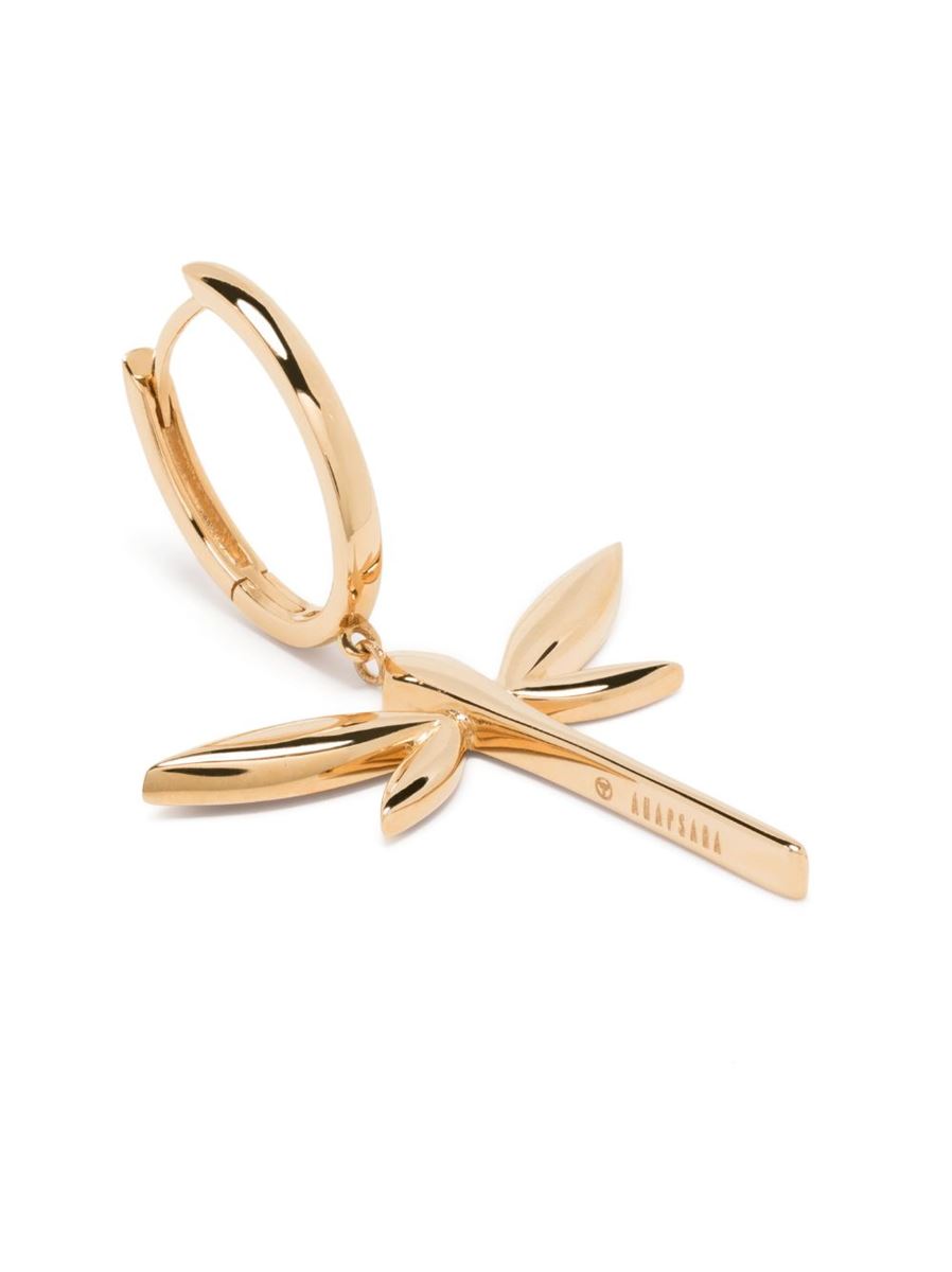 18KT YELLOW GOLD SMALL DRAGONFLY DROP EARRINGS - ANAPSARA - Verso