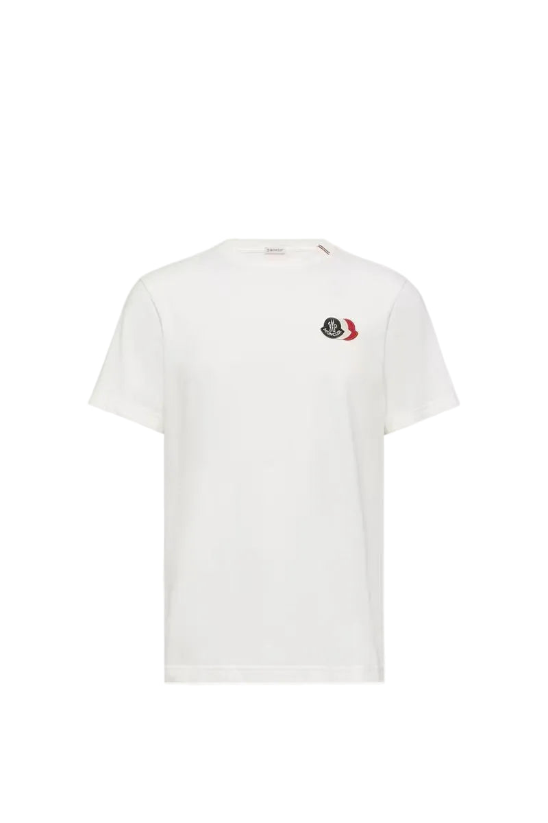 Embroidered tricolor logo cotton t-shirt