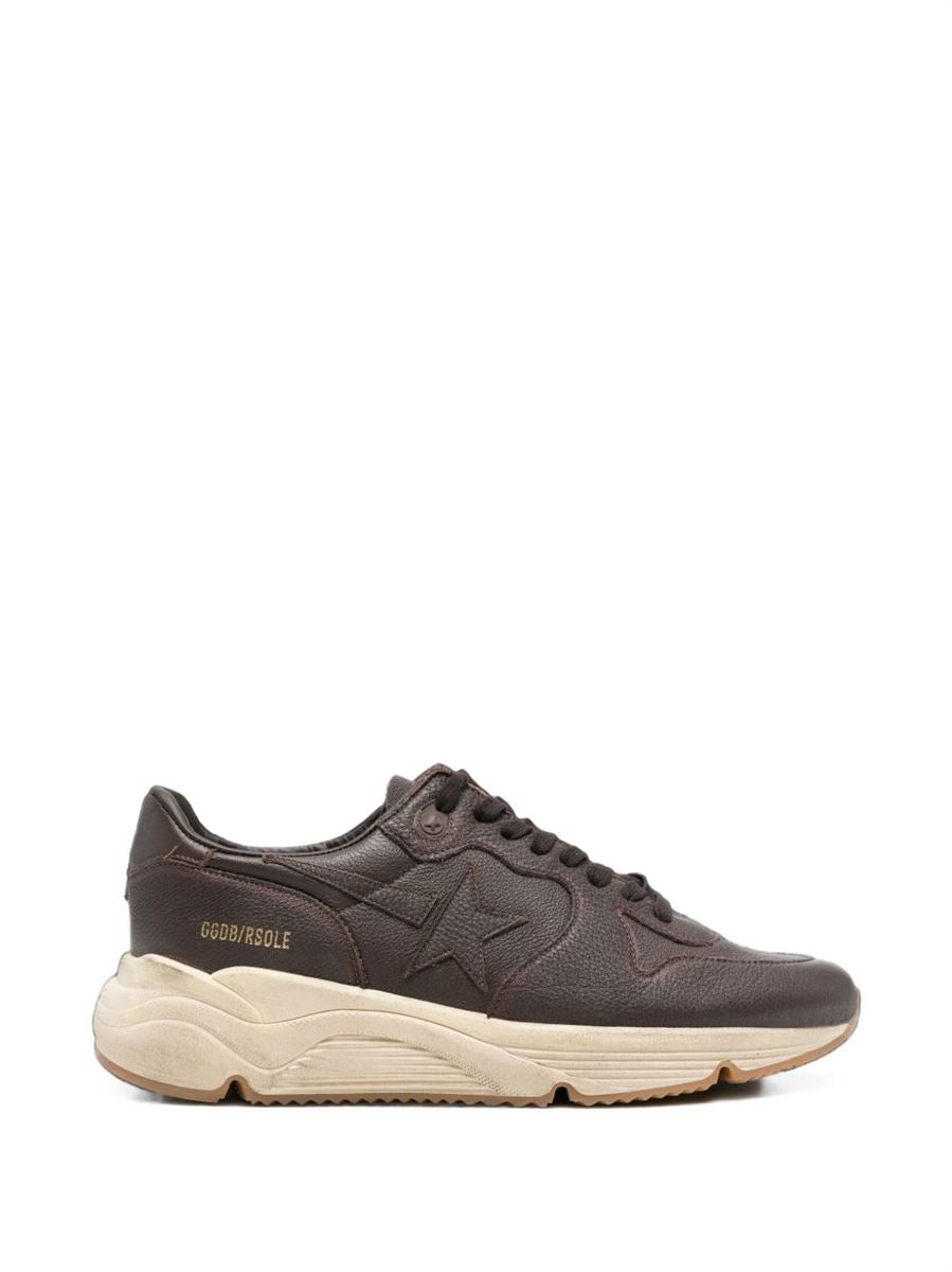 Running sole leather sneakers