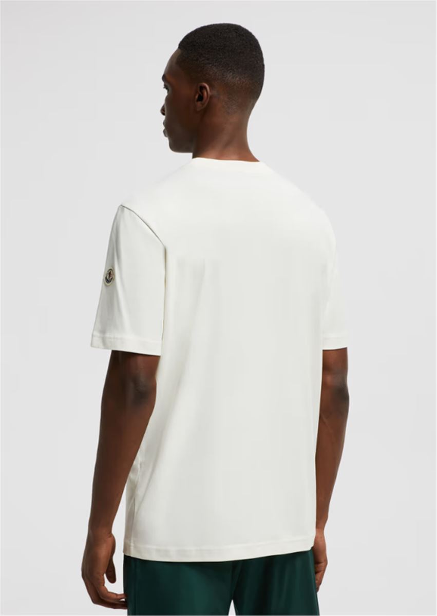 EMBROIDERED VARSITY LOGO COTTON T-SHIRT - MONCLER - Verso
