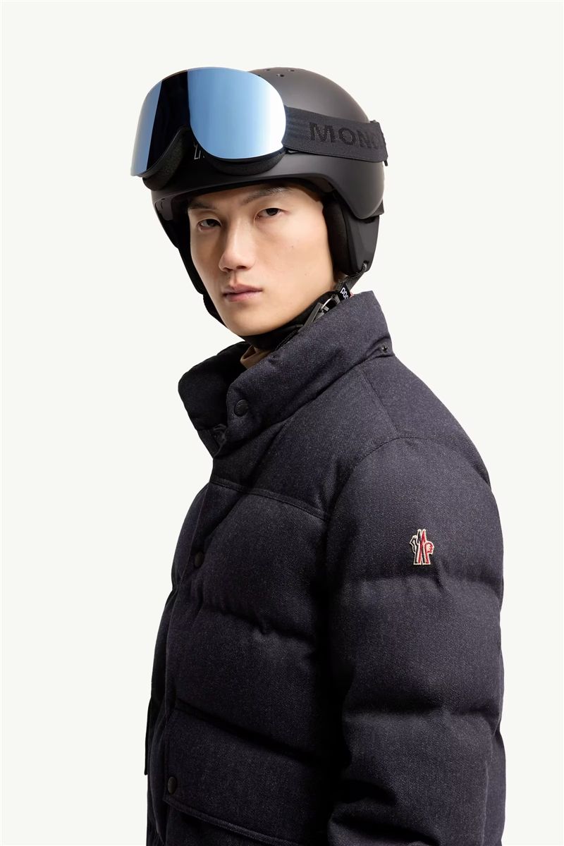 Servance wool denim hooded down ski jacket-MONCLER-Verso