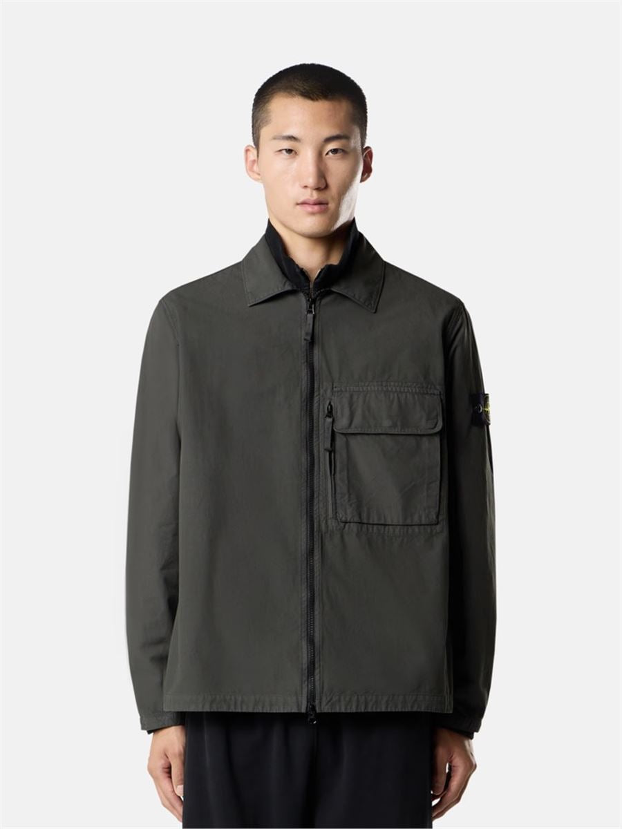 Comfort-fit overshirt with layered chest pockets