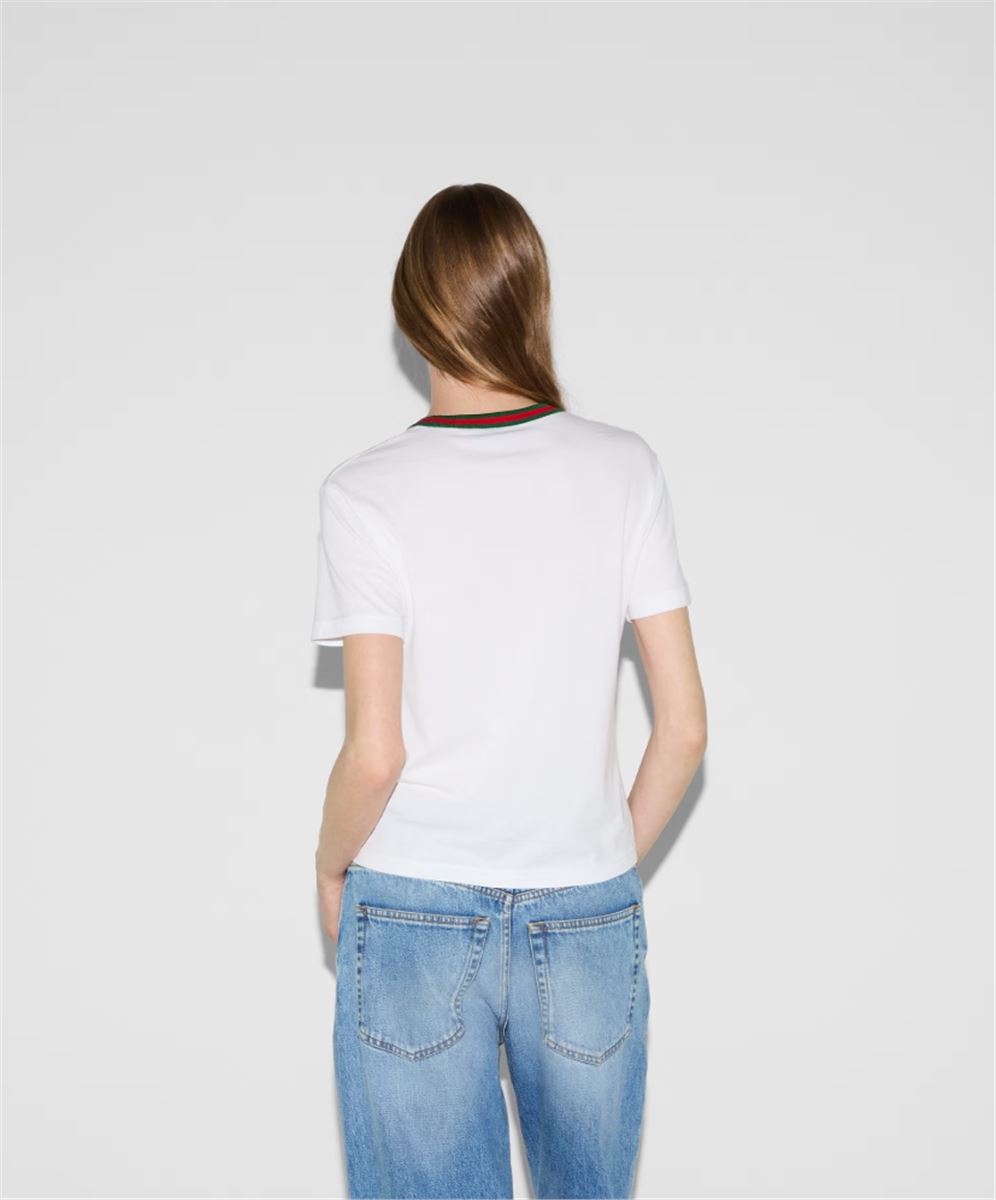 JERSEY T-SHIRT WITH WEB - GUCCI - Verso