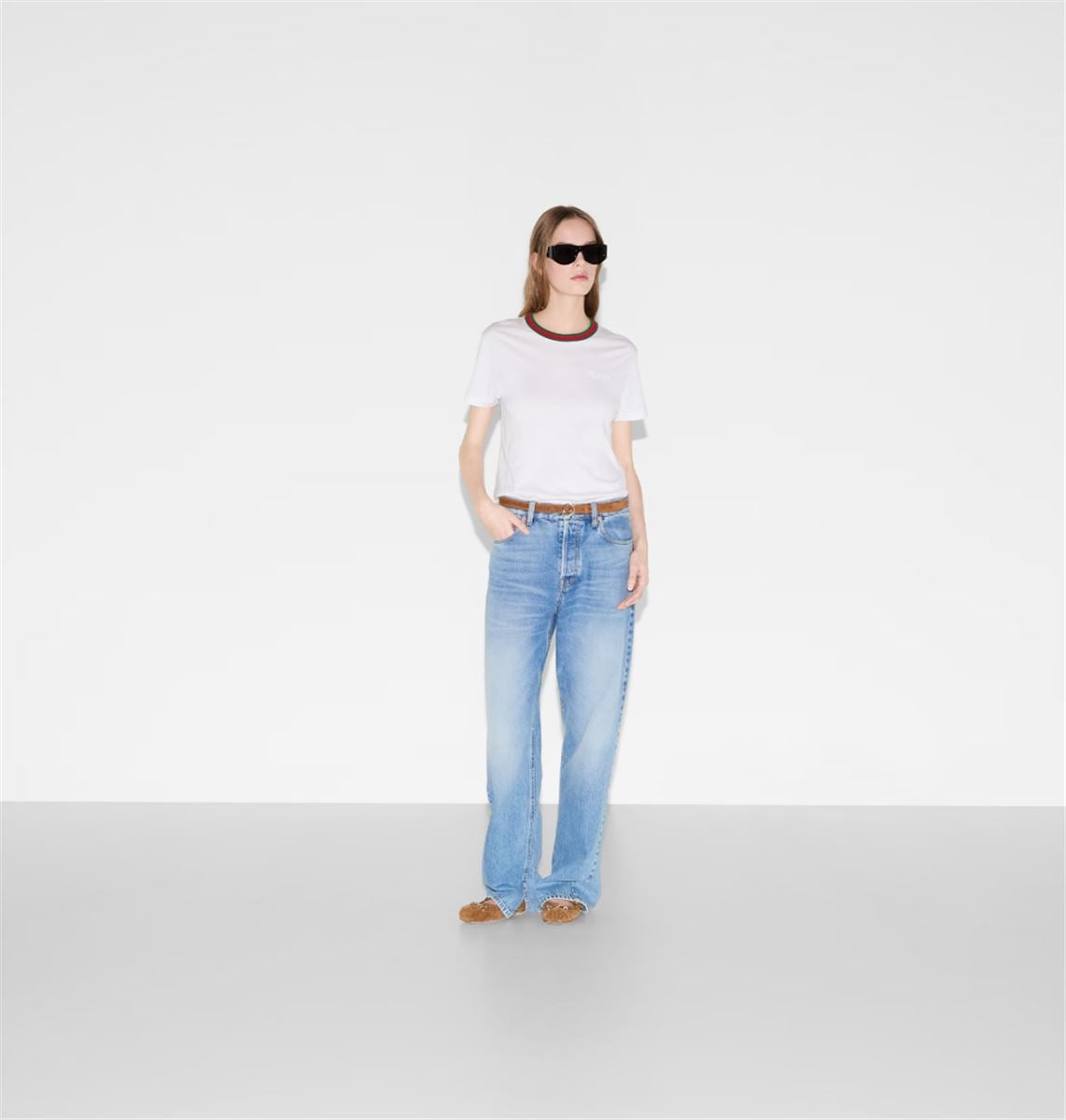 JERSEY T-SHIRT WITH WEB - GUCCI - Verso