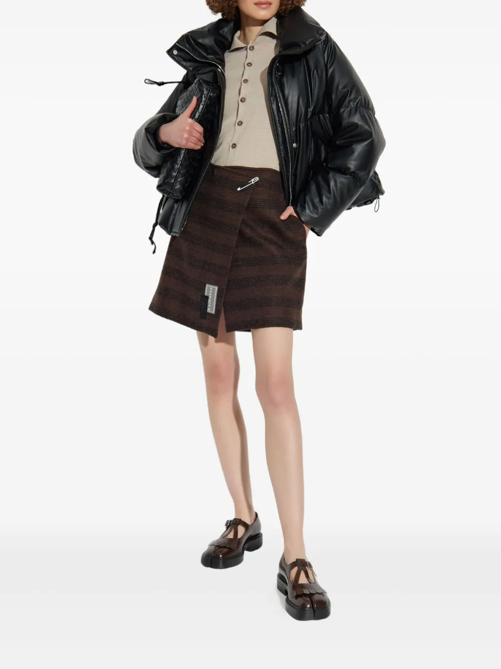 Asymmetric striped miniskirt