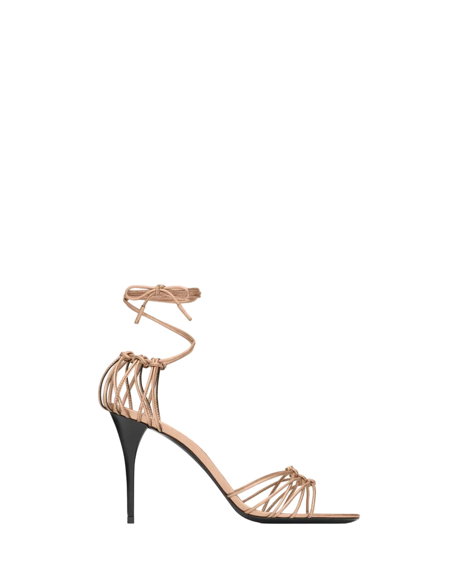 Babylone sandals in metallic leather-SAINT LAURENT-Verso