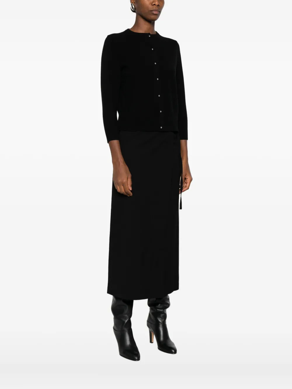 Band-collar cardigan-VINCE-Verso