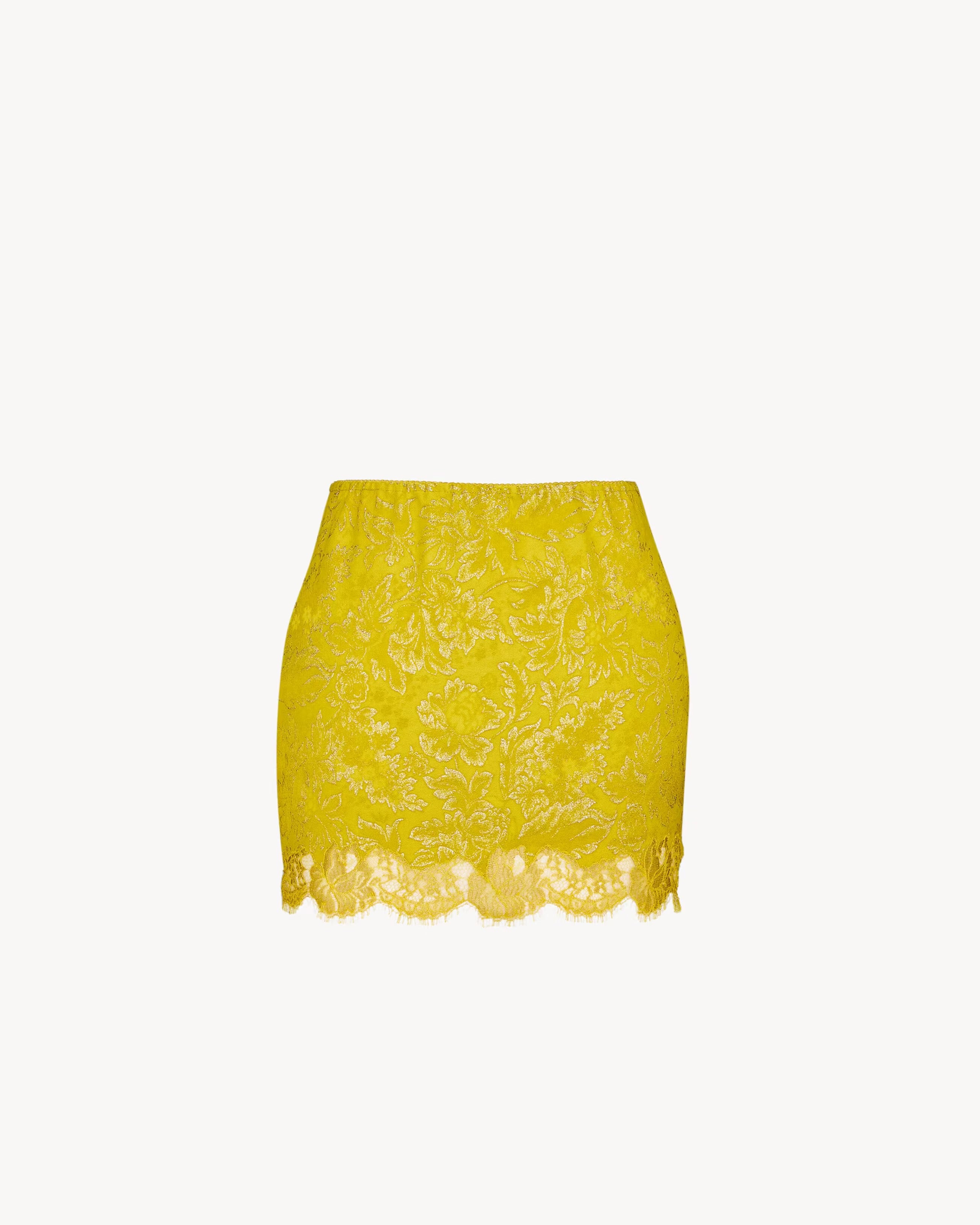 Baroque mini skirt in jacquard and lace-SAINT LAURENT-Verso