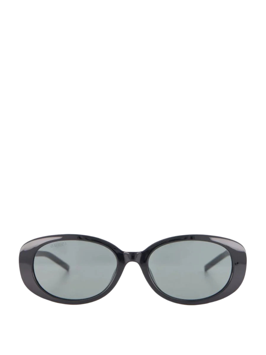 SHINY BLACK OVAL SUNGLASSES - GUCCI - Verso