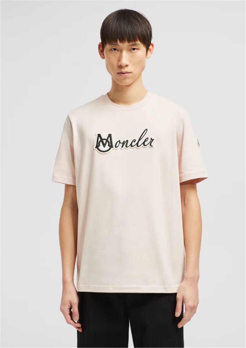 EMBROIDERED VARSITY LOGO COTTON T-SHIRT - MONCLER - Verso