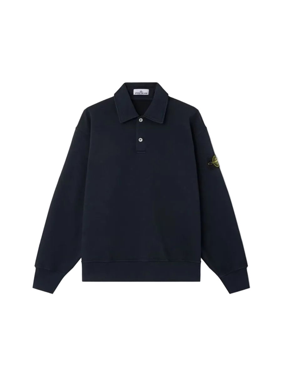 Oversized-fit crewneck sweatshirt with button fastening