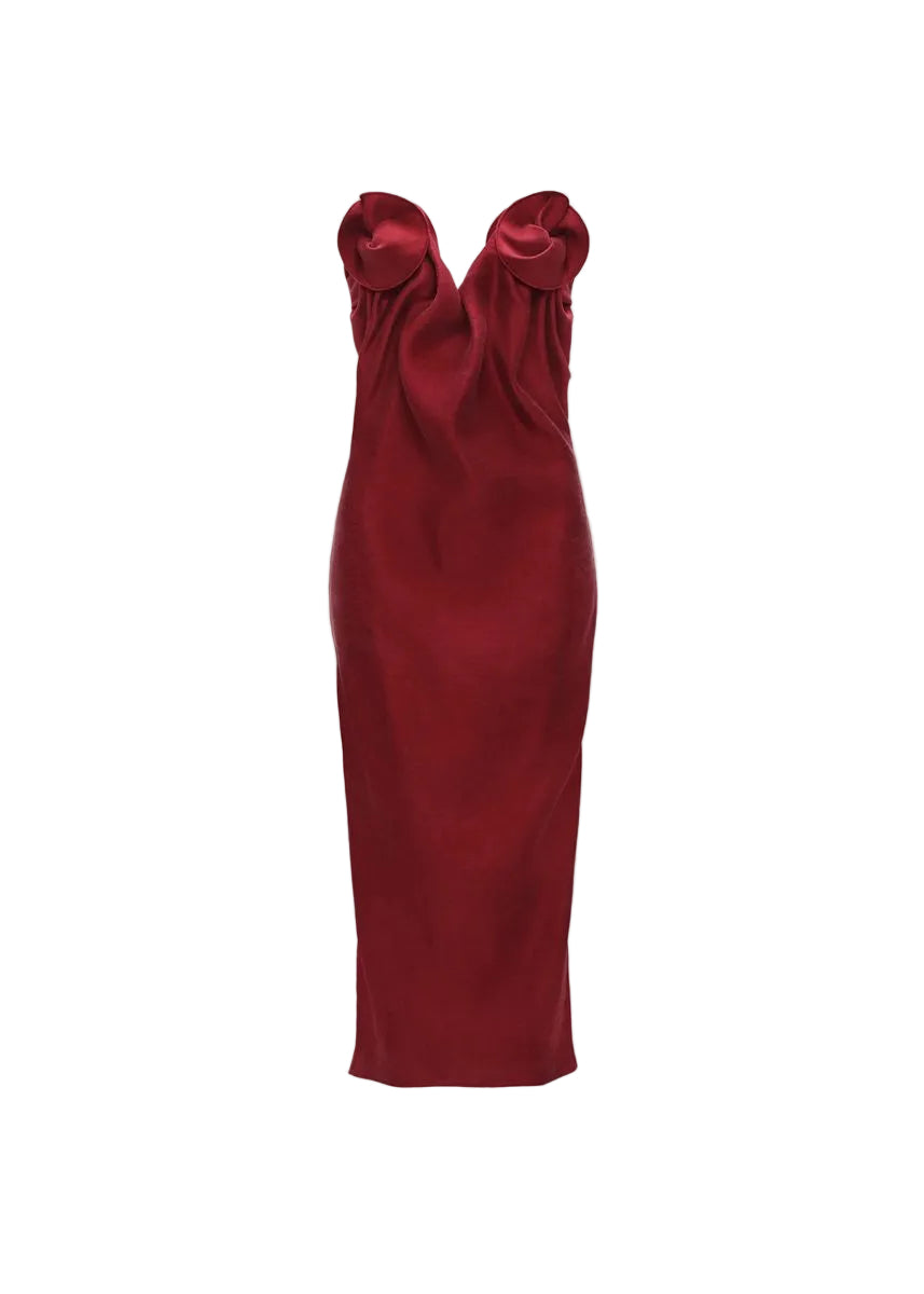 Rose draped corset midi dress in red-MAGDA BUTRYM-316097-36-Verso