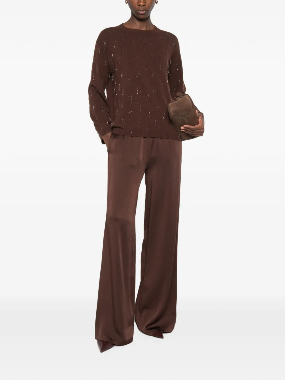 Bead-embellished long-sleeve sweater-FABIANA FILIPPI-Verso