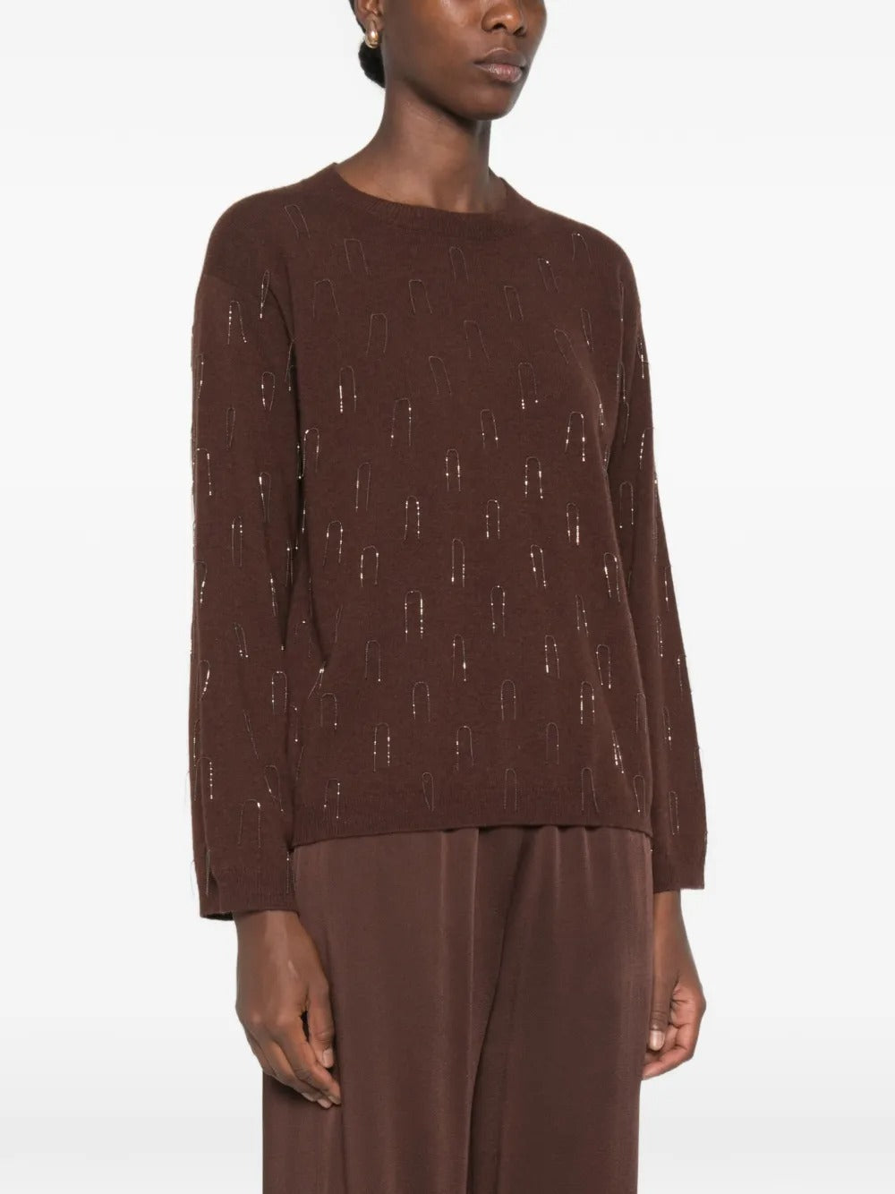 Bead-embellished long-sleeve sweater-FABIANA FILIPPI-Verso
