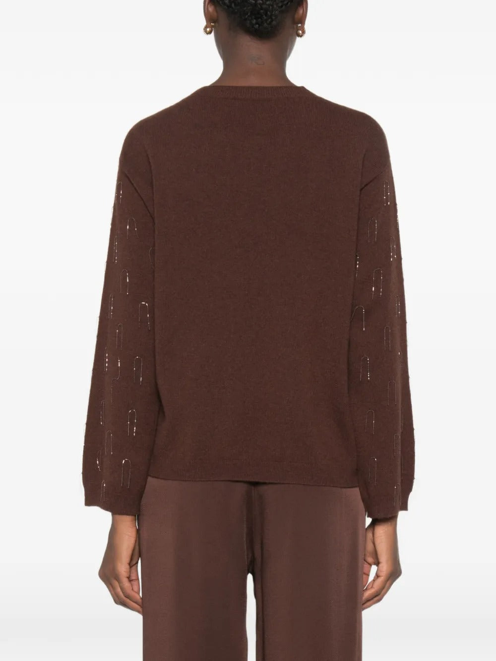 Bead-embellished long-sleeve sweater-FABIANA FILIPPI-Verso