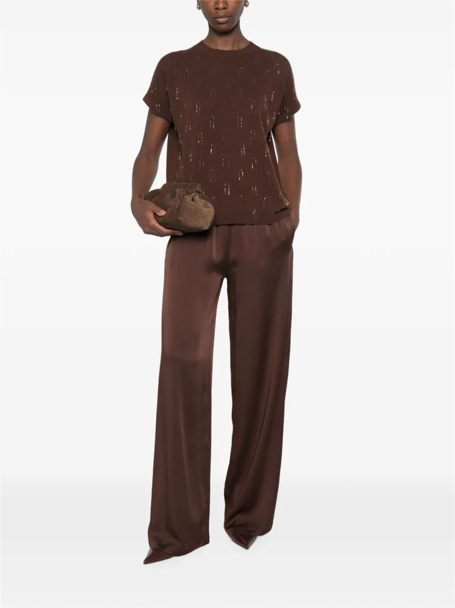 Bead-embellished short-sleeve sweater-FABIANA FILIPPI-Verso