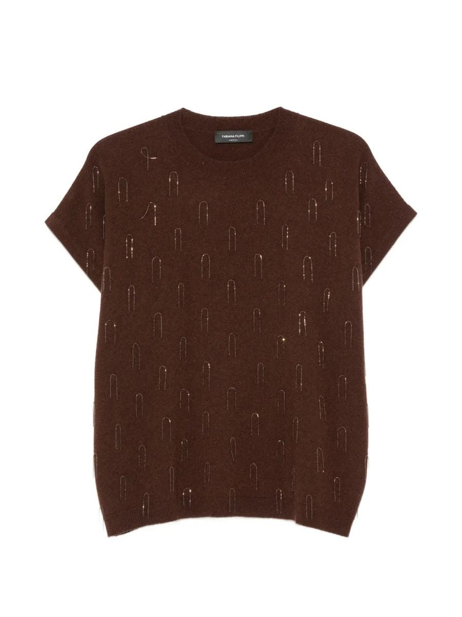 Bead-embellished short-sleeve sweater-FABIANA FILIPPI-313029-S-Verso