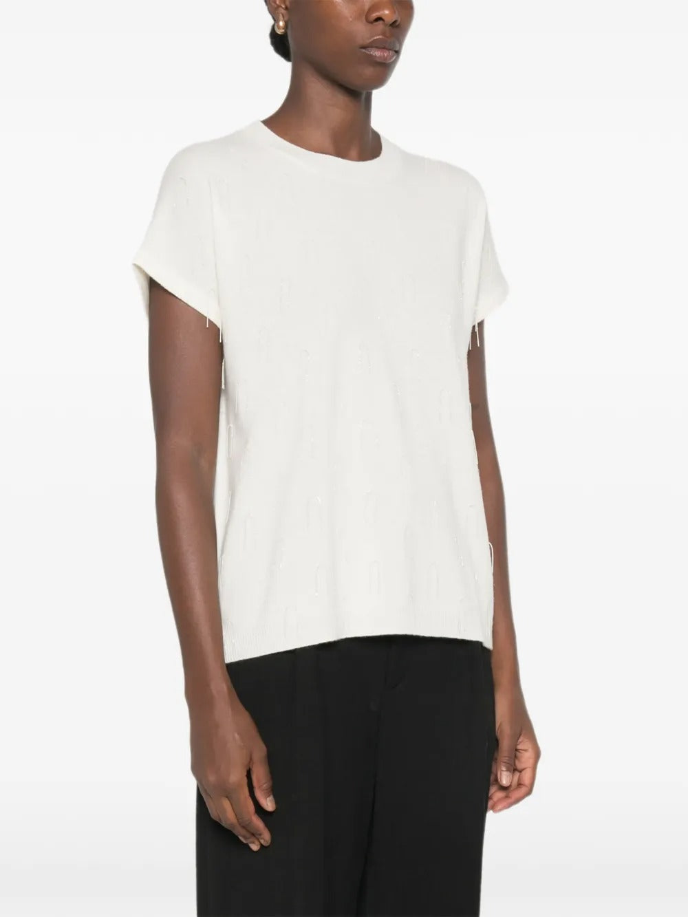Bead-Embellished Short-Sleeve Sweater-FABIANA FILIPPI-Verso