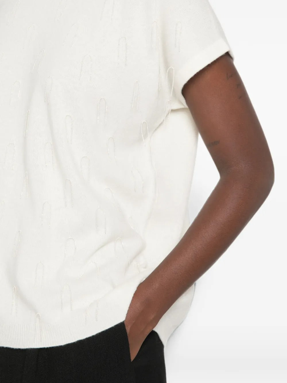 Bead-Embellished Short-Sleeve Sweater-FABIANA FILIPPI-Verso