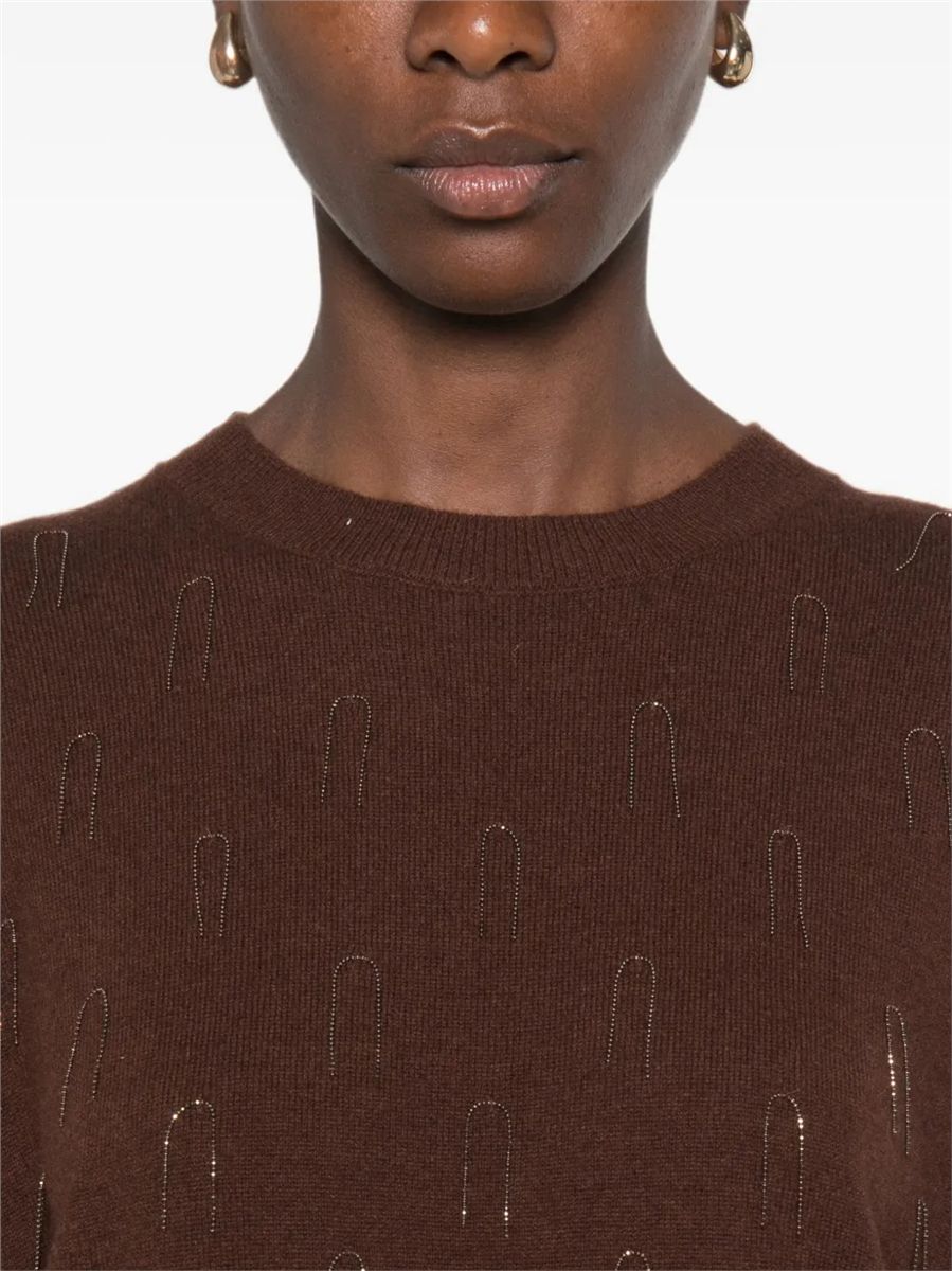 Bead-embellished short-sleeve sweater-FABIANA FILIPPI-Verso