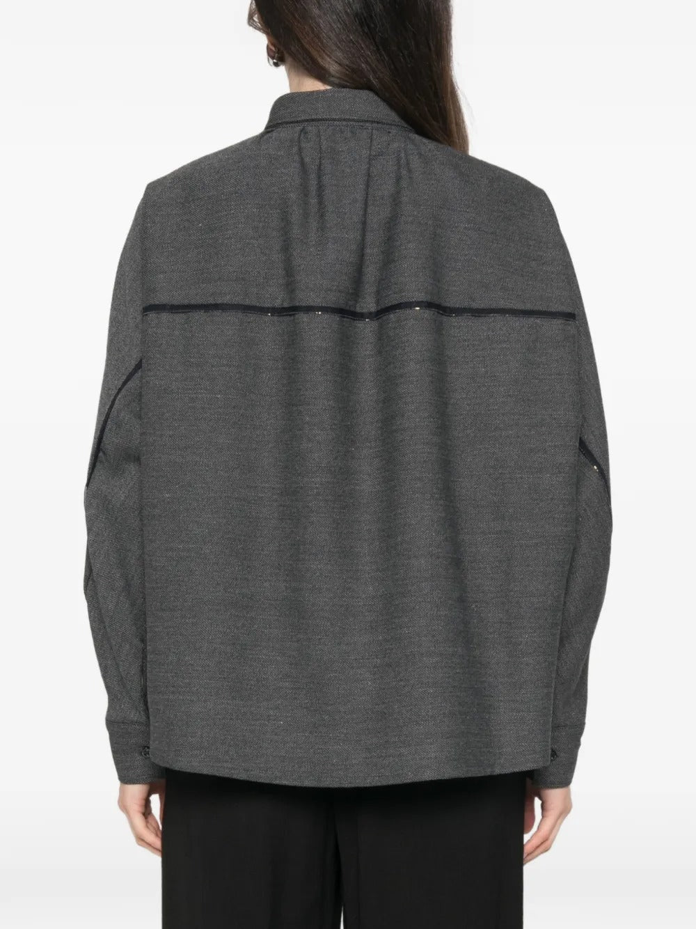 Bead-trim long-sleeve shirt-FABIANA FILIPPI-Verso