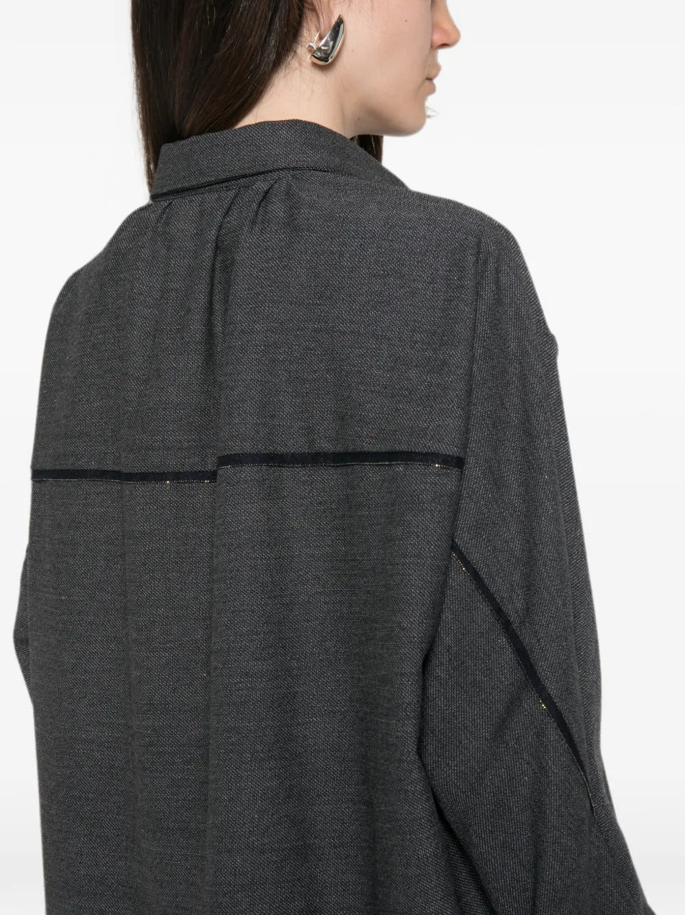 Bead-trim long-sleeve shirt-FABIANA FILIPPI-Verso