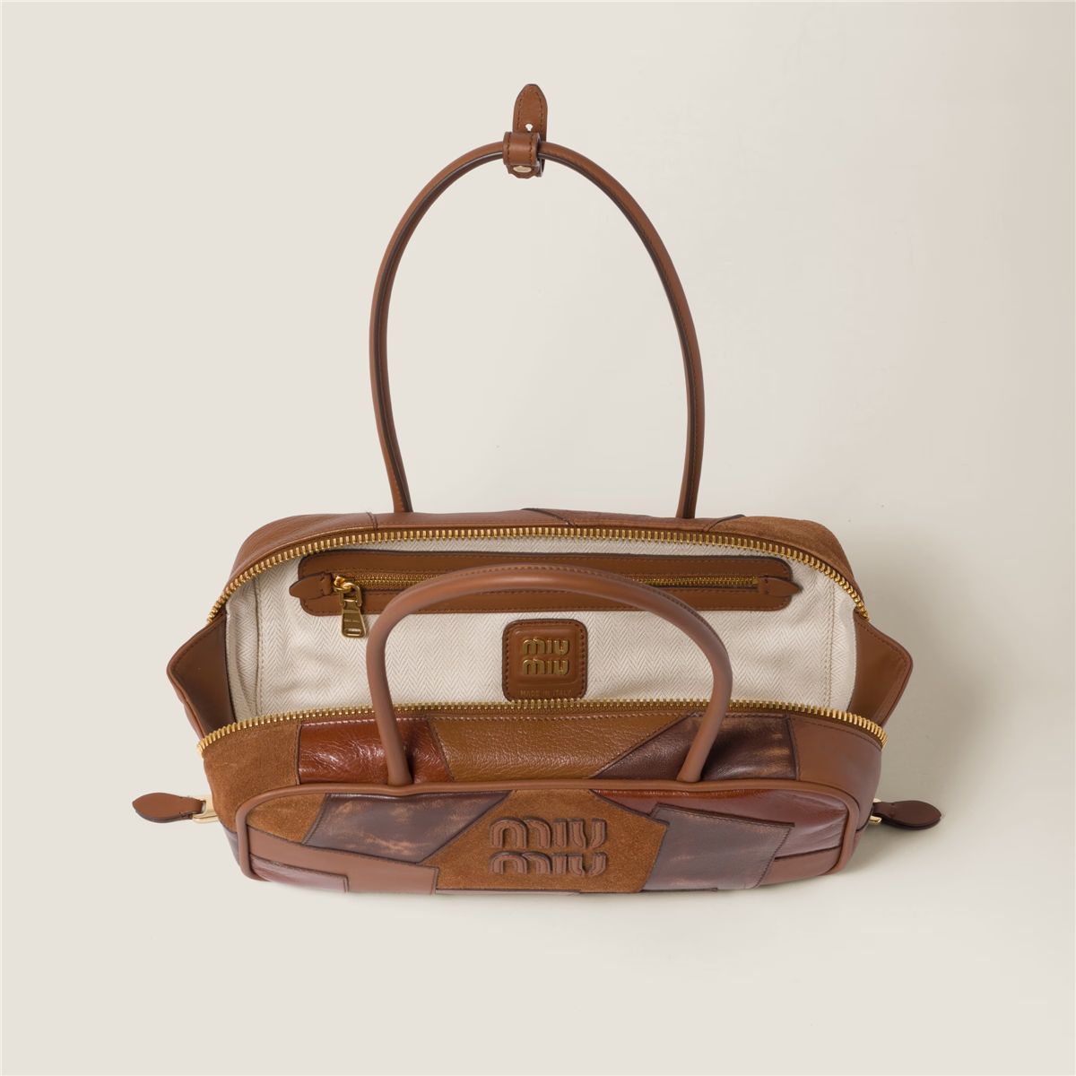 Beau leather patchwork bag-MIU MIU-Verso