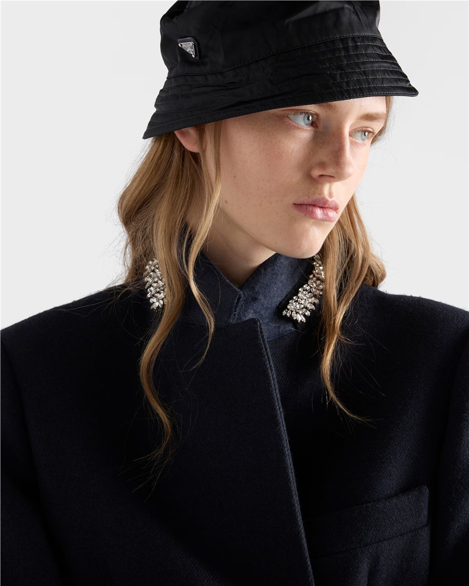 Single-breasted embroidered double wool coat-PRADA-Verso