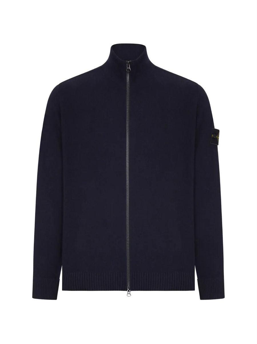 Logo-patch zip-up wool sweater-STONE ISLAND-311494-XS-Verso