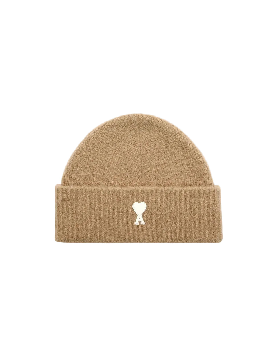 Beige alpaca beanie with ami de coeur-AMI-309446-TU-TU-Verso
