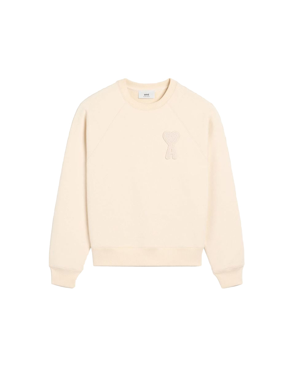 Beige Cotton Ami De Coeur Patch Sweatshirt-AMI-Verso