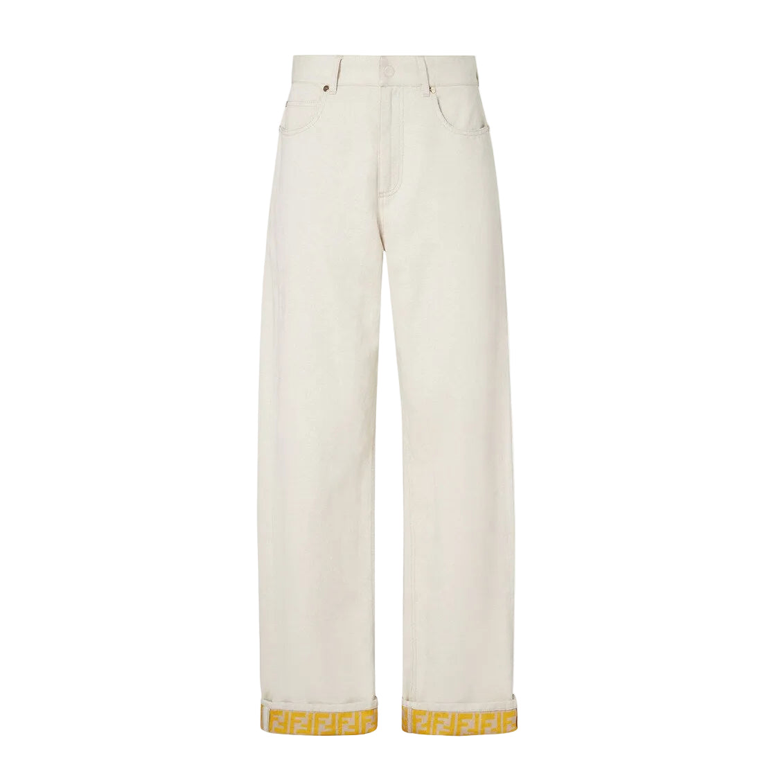 Beige denim trousers-FENDI-308177-40-Verso