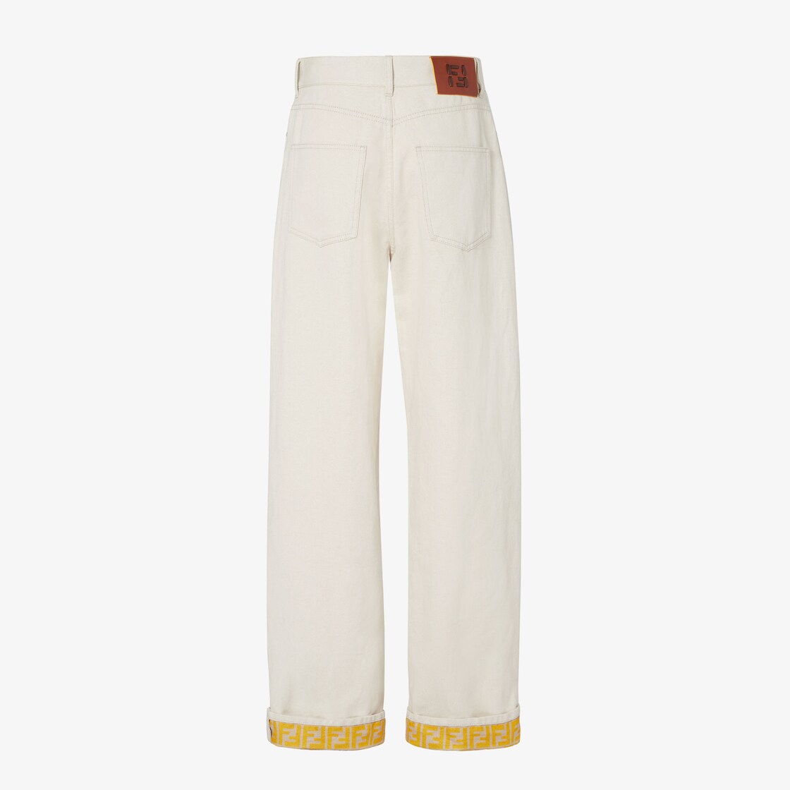Beige denim trousers-FENDI-Verso