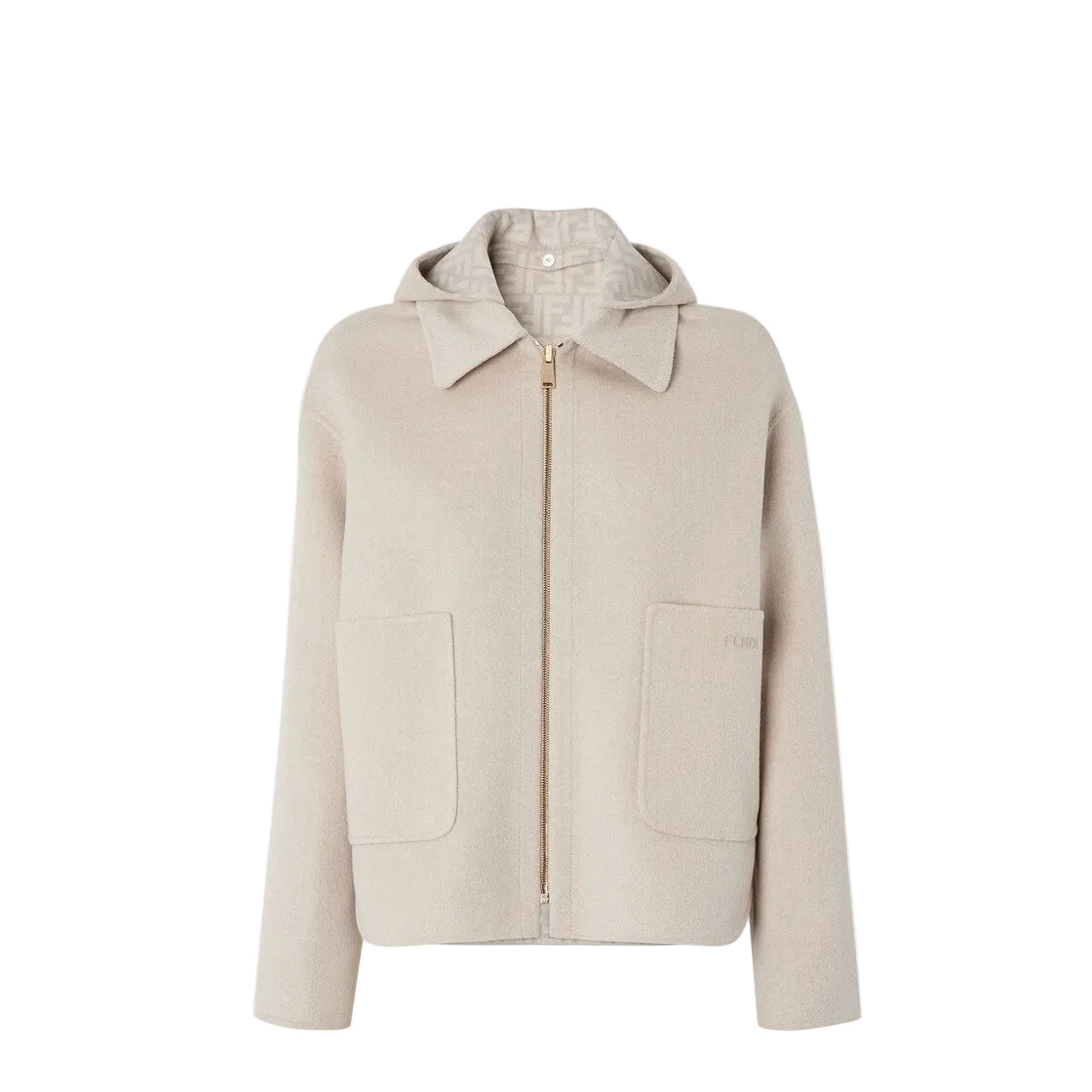 Beige Double-sided Wool Jacket-FENDI-Verso